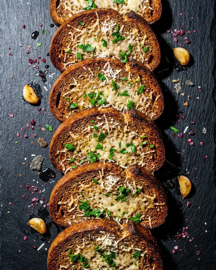 Tostas al horno con ajo y queso